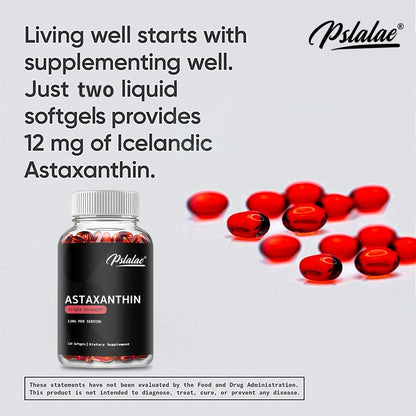 Astaxanthin Health Supplement 120 Capsules Cardiovascular Support Metabolism Boost Eye Joint Skin Health Beauty & Health Care