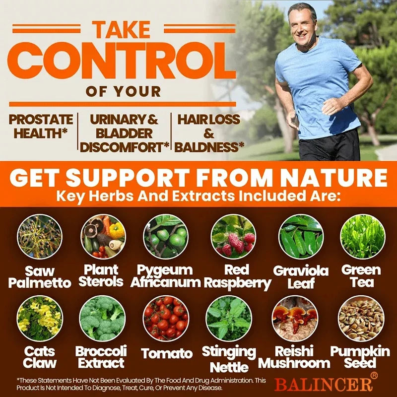 Beta-Sitosterol Saw Palmetto Capsules for Men's Prostate Health Vitamins Supports Hair Growth Men's Health Urinary Tract Health