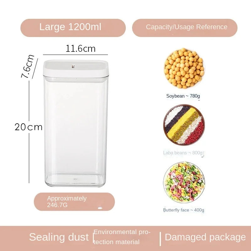 Sealed Jars Have Scale Lines Grain Storage Box With Sealing Ring Kitchen Fresh Keep Jar Refrigerator Organizer Freezer Container