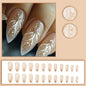 24pcs/set Short Medium fake nails for women girls gradient shiny glitters heart french Square almond tips Press on false nail