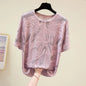 Vintage Aesthetic T-Shirts Short Sleeve Jacquard Pattern Design  Shirts for Women Elegant
