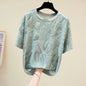 Vintage Aesthetic T-Shirts Short Sleeve Jacquard Pattern Design  Shirts for Women Elegant