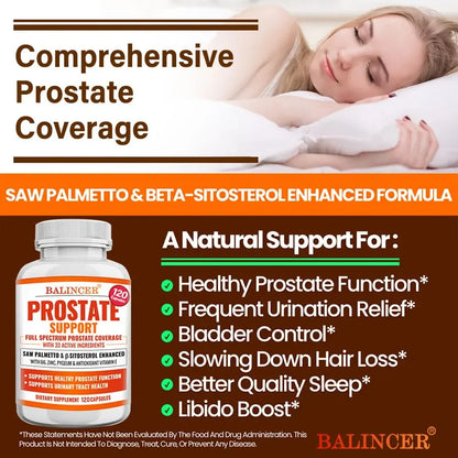 Beta-Sitosterol Saw Palmetto Capsules for Men's Prostate Health Vitamins Supports Hair Growth Men's Health Urinary Tract Health