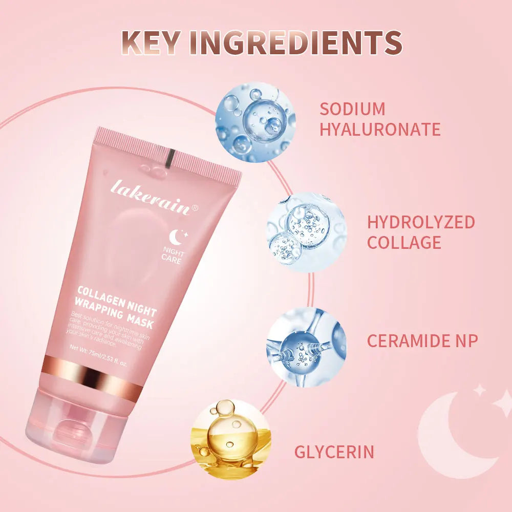 Korean Collagen Wrapping Facial Mask Night Repair Moisturizing Brightening Rejuvenation Mask Improve Skin Elasticity Glowy Skin