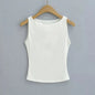 Women Double Layer Boat Neck Soft Slinky Tank Top