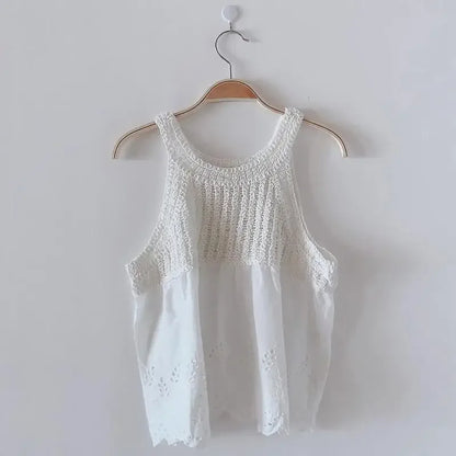 Tanks Women Chic Hollow Out Loose Fit Solid All-match Streetwear Korean Fashion Sweet Hot Girls Tops Summer Sexy Female Clothes