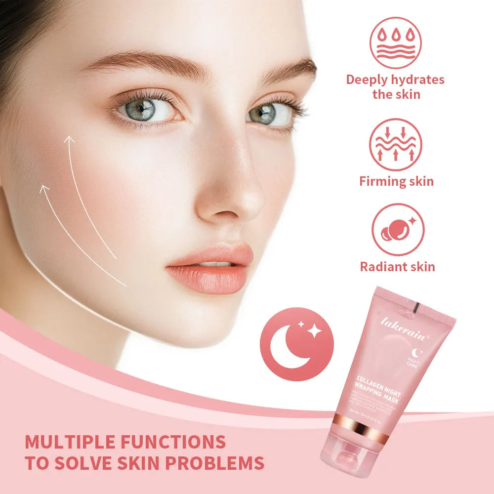 Korean Collagen Wrapping Facial Mask Night Repair Moisturizing Brightening Rejuvenation Mask Improve Skin Elasticity Glowy Skin