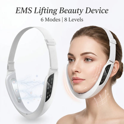 Electric EMS V Face Lifting Beauty Device 6 Modes 8 Levels Micro-current Facial Firming Massager Double Chin Removal Skin Care