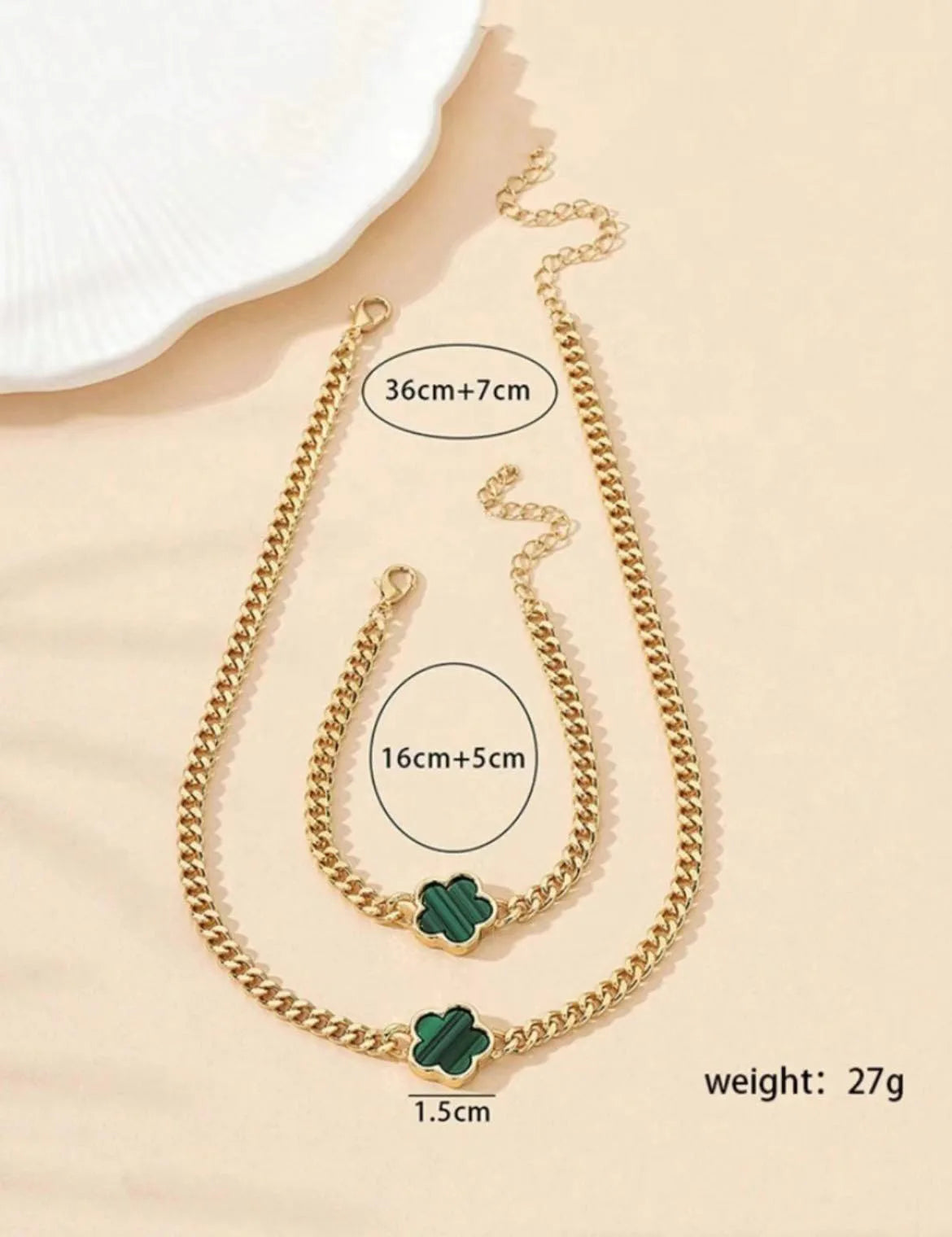 Five-petal Flower Bracelet Necklace Set for Women Lucky Five-leaf Clover Earring Necklace Girl Party Accessories Gifts