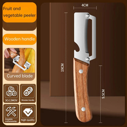 Stainless steel peeler with wooden handle for peeling and slicing fruits and vegetables | Durable and smooth operation